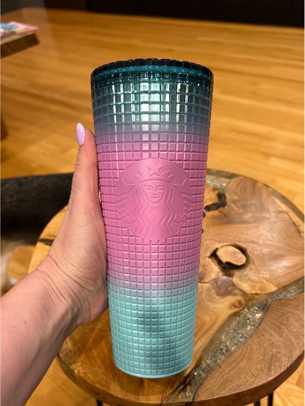 Starbucks 2024 Purple Pink Blue Gradient Ombre Grid Tumbler Venti 24oz